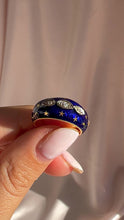 Load and play video in Gallery viewer, Vintage 18k Diamond Enamel Starry Bombe Ring
