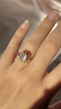 Load and play video in Gallery viewer, Vintage 10k Moonstone Cabochon Diamond Engagement Ring
