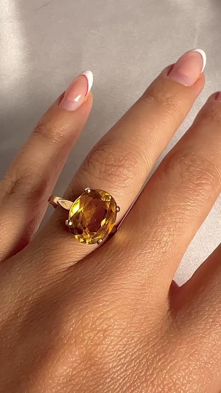 Antique 9k Citrine Cocktail Ring 1912 