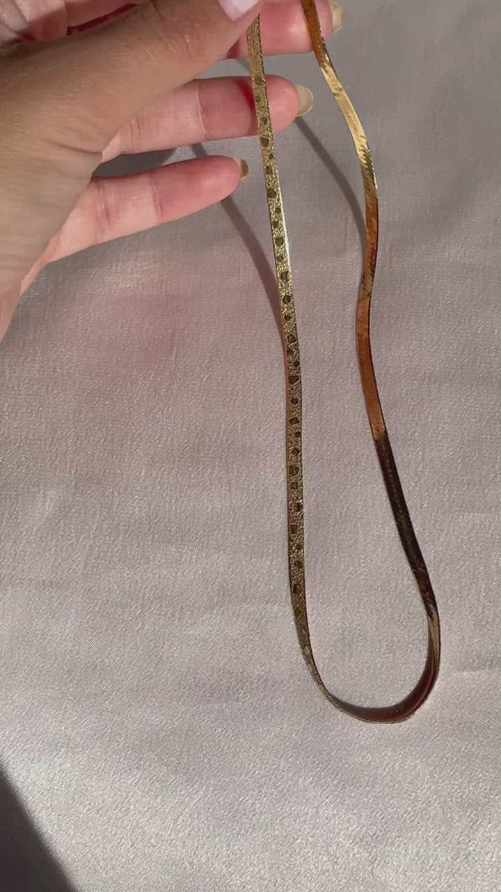 Vintage 14k Patterned Reversible Herringbone Chain 16"