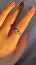 Load and play video in Gallery viewer, Vintage 9k Pearl Amethyst Heart Boat Ring
