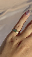 Load and play video in Gallery viewer, Vintage 9k Emerald Diamond Paneled Gypsy Ring
