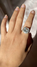 Load and play video in Gallery viewer, Vintage 18k Platinum Asscher Aquamarine Diamond Ring
