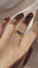 Load and play video in Gallery viewer, Antique 18k Gypsy Sapphire Diamond Ring
