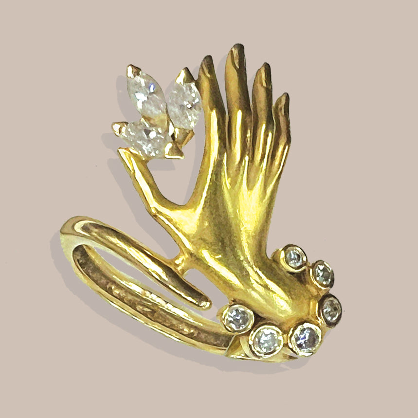 Vintage 18k Carrera y Carrera Diamond Marquise Mano Ring