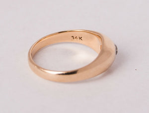Antique 14k Gold Diamond Gypsy Signet Pinky Ring