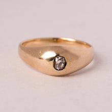Load image into Gallery viewer, Antique 14k Gold Diamond Gypsy Signet Pinky Ring
