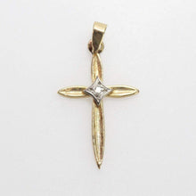 Load image into Gallery viewer, Vintage 14k Gold Diamond Religious Cross Charm Pendant
