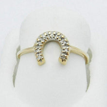 Load image into Gallery viewer, 10k Gold Diamond Lucky Horseshoe U Ring
