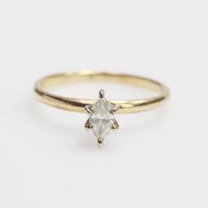 Vintage 14k Solitaire Marquise Cut Diamond Engagement Ring