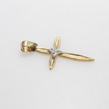 Load image into Gallery viewer, Vintage 14k Gold Diamond Religious Cross Charm Pendant
