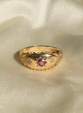 Load image into Gallery viewer, Vintage 9k Gold Ruby and Diamond Starburst Gypsy Ring
