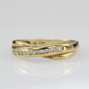 Vintage 9k Gold Channel Diamond Ring Band