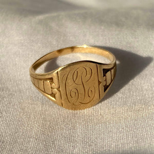 Antique 10k Gold Monogram CL Signet Ring