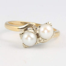 Load image into Gallery viewer, Vintage 14k Gold Pearl Crossover Ring
