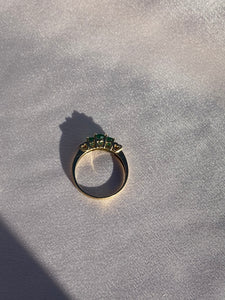 Vintage Emerald Diamond Tiered 14k Gold Ring
