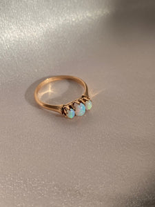 Antique Victorian Opal 14k Gold Trilogy Cabachon Ring