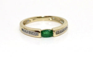 Vintage 9k Gold Emerald and Diamond Ring