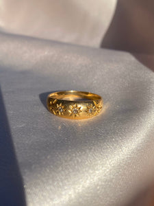 Antique Diamond Gypsy Trilogy Starburst 18k Gold Band Ring