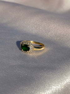 Vintage 9k Gold Peridot Diamond Crown Ring