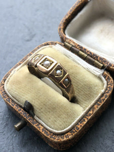 Antique Victorian Pearl 9k Gold 1880 Ring Band