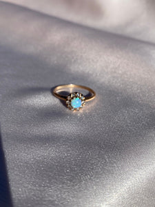 Antique 10k Gold Opal Diamond Cluster Ring