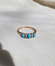 Load image into Gallery viewer, Antique Victorian Turquoise Pearl 10k Gold Ring
