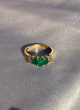 Load image into Gallery viewer, Vintage Emerald Diamond Tiered 14k Gold Ring
