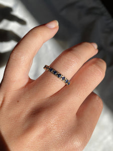Vintage 9k Gold Sapphire Ring Stacker Band