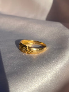 Antique Diamond Gypsy Trilogy Starburst 18k Gold Band Ring