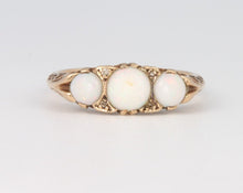 Load image into Gallery viewer, Vintage Gypsy Opal Diamond 9k Gold Trilogy Ring
