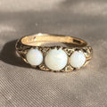 Vintage Gypsy Opal Diamond 9k Gold Trilogy Ring