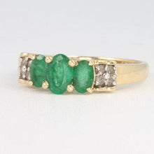 Load image into Gallery viewer, Vintage Emerald Diamond Tiered 14k Gold Ring

