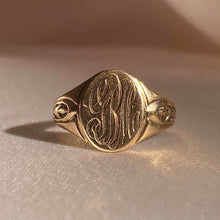 Load image into Gallery viewer, Antique Monogram Signet 10k Gold GBM Ring
