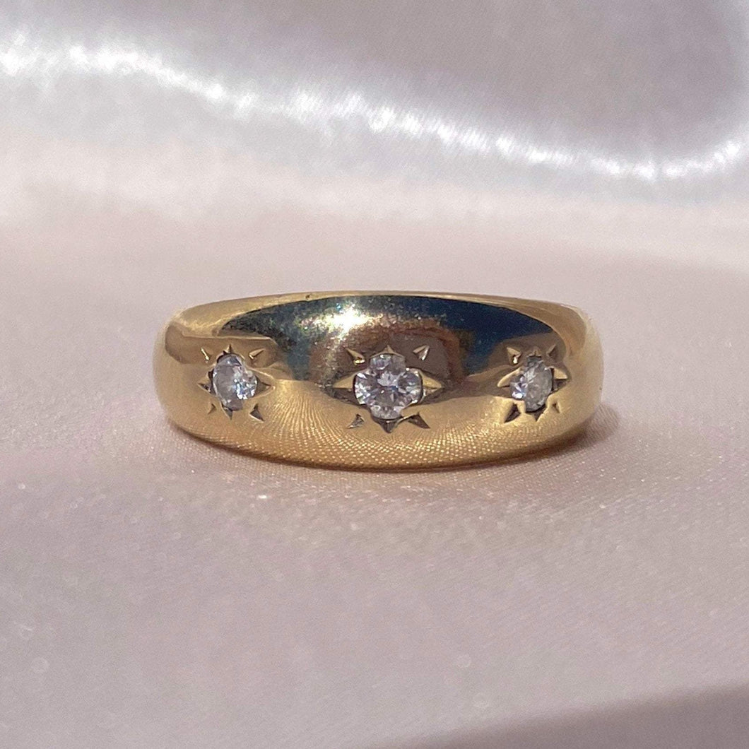 Vintage 9k Trilogy Gypsy Starburst Diamond Ring