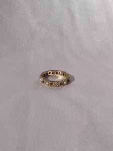 Vintage 9k Eternity Etruscan Garnet Pearl Ring