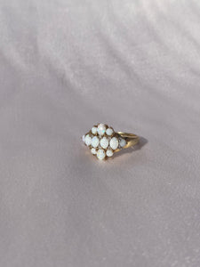 Vintage Opal Diamond Cluster 9k Ring