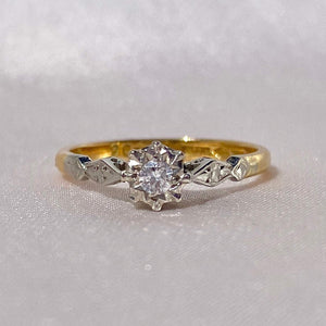 Antique 18k Platinum Solitaire Diamond Ring