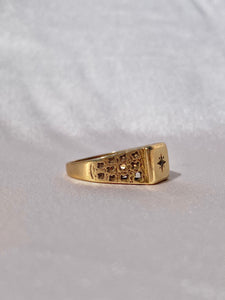 Vintage 9k Gypsy Diamond Signet Ring