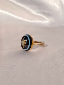 Antique 9k Pearl Agate Gypsy Ring