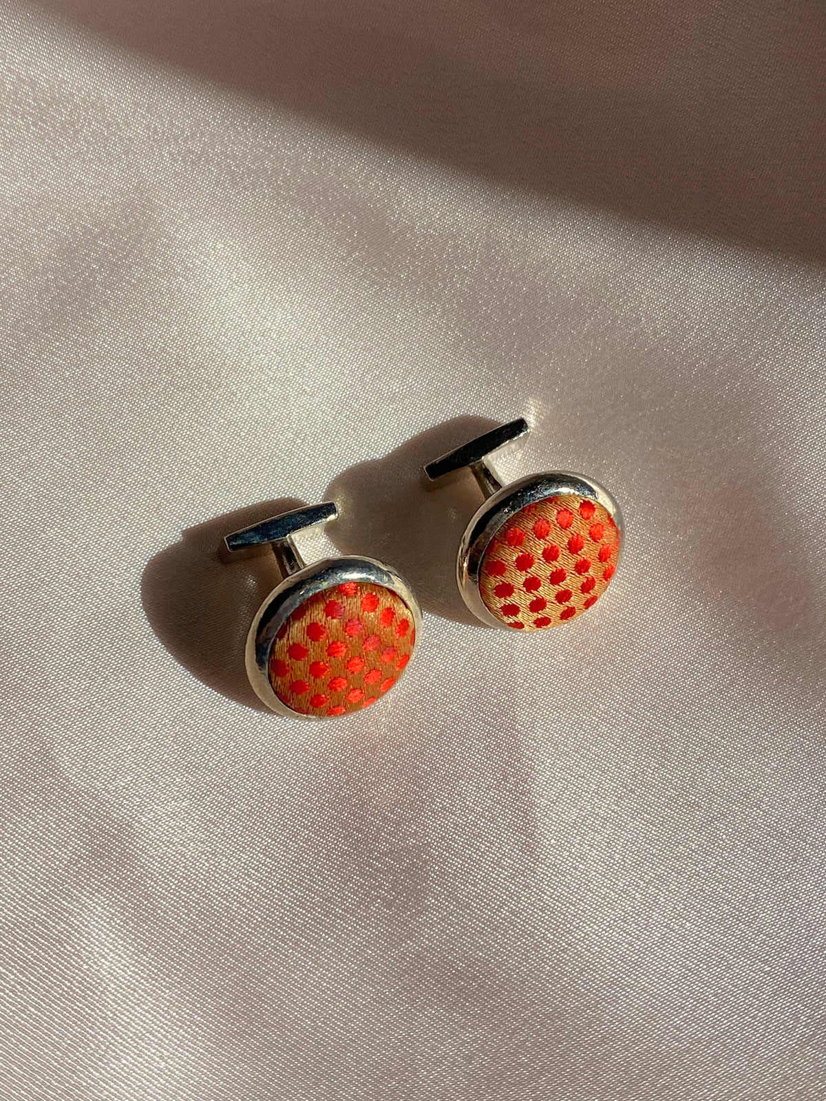 Vintage Mens Orange Dotted Cuff Links