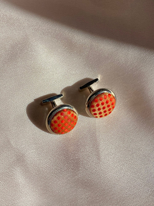 Vintage Mens Orange Dotted Cuff Links