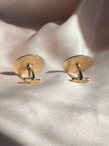 Vintage Mens Mother of Pearl Round Cuff Links