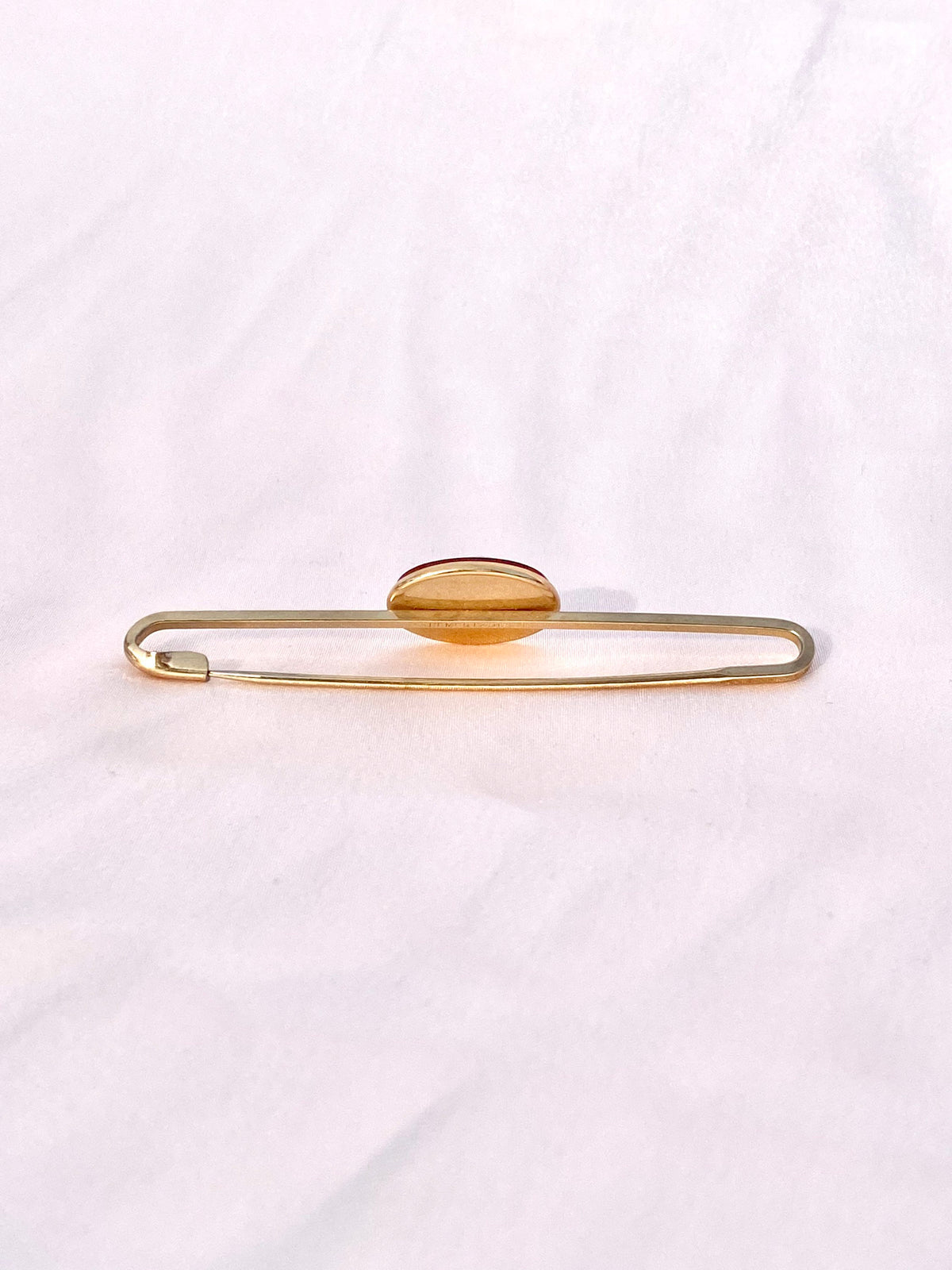 Vintage Mens Carnelian Cameo Tie Clip Brooch Pin
