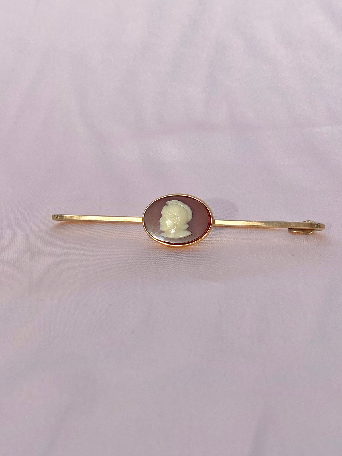 Vintage Mens Carnelian Cameo Tie Clip Brooch Pin