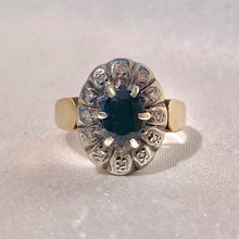 Load image into Gallery viewer, Vintage 9k Sapphire Diamond Oval Cluster Ring
