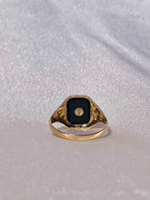 Load image into Gallery viewer, Antique Art Deco Eastern Star Onyx 10k Signet Ring
