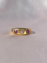 Load image into Gallery viewer, Antique 18k Gypsy Ruby Diamond 1890 Ring
