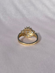 Vintage Opal Diamond Cluster 9k Ring