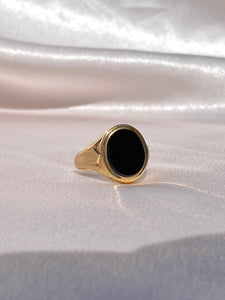Vintage 9k Black Onyx Signet Ring